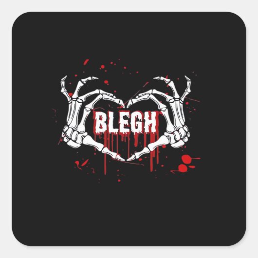 Bloody Breakdown, Skeleton Heart Handemo, Metalc Quadratischer Aufkleber (Vorderseite)