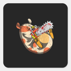Bloody Chainsaw Halloween Costume Hamster Quadratischer Aufkleber