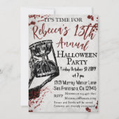 Bloody Creepy Skeleton Halloween-Party Einladung (Vorderseite)