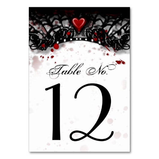 Bloody Elegant Matching Halloween Table Cards Tischnummer (Rückseite)