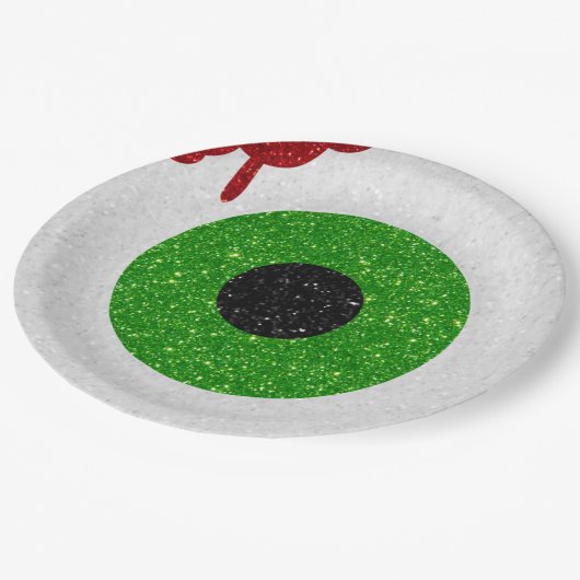Bloody Eyeball Glitzer Pappteller (Schrägansicht)