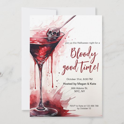 Bloody Good Time Halloween Cocktails Party Einladung (Vorderseite)