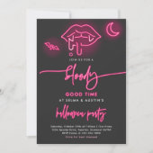 Bloody Good Time Neon Halloween Vampire Party Einladung (Vorderseite)