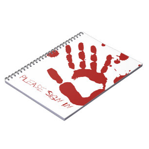 Bloody Hand Blood Spatter Halloween Gästebuch Notizblock