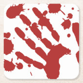 Bloody Hand Print Blood Spatter Halloween Rechteckiger Pappuntersetzer (Vorderseite)