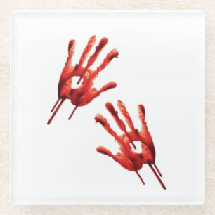 Bloody Hand Prints Glasuntersetzer