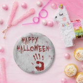 Bloody Handprint Halloween Pappteller (Party)