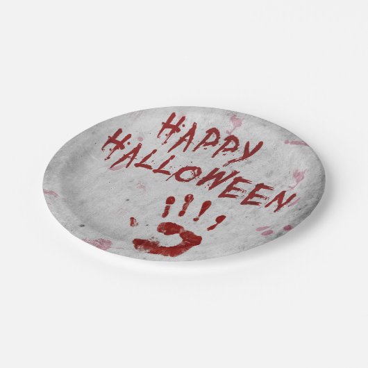 Bloody Handprint Halloween Pappteller (Schrägansicht)