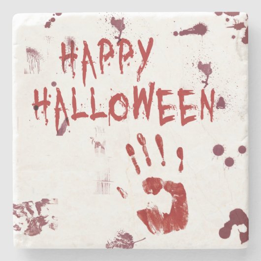 Bloody Handprint Halloween Steinuntersetzer (Vorderseite)