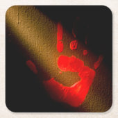 Bloody Handprint Rechteckiger Pappuntersetzer (Vorderseite)