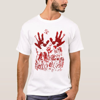 Bloody Handprint Red Blood Spritzer Zombie Outbre T-Shirt