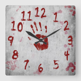Bloody-Handprint und Spritzer - Wall-Clock Quadratische Wanduhr