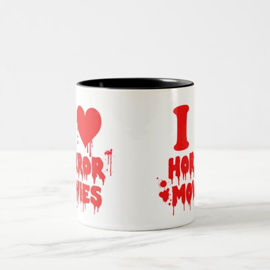 Bloody I Liebe Heart Horror Movies Zweifarbige Tasse (Mittel)