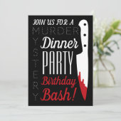 Bloody Knife, Mord Mystery Birthday Party Einladung (Stehend Vorderseite)