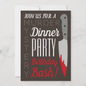Bloody Knife, Mord Mystery Birthday Party Einladung (Vorderseite)