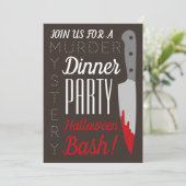 Bloody Knife, Mord Mystery Halloween-Party Einladung (Stehend Vorderseite)