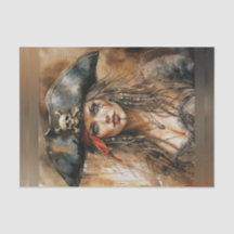 Bloody Lady Pirate Captain Decoupage Paper