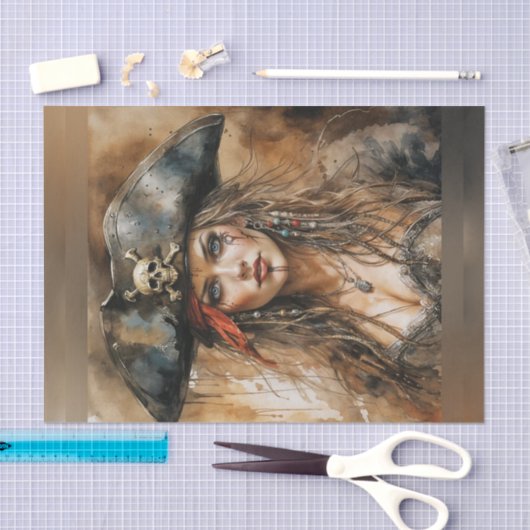 Bloody Lady Pirate Captain Decoupage Paper Seidenpapier (Handwerk)