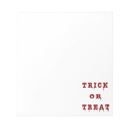 Bloody Letter Trick oder Treat Notizblock (Vorderseite)