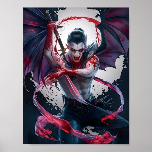 Bloody Male Vampire Warrior Poster Art (Vorne)