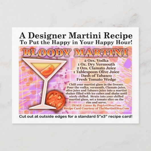 Bloody Martini Rezept Postkarte (Vorderseite)