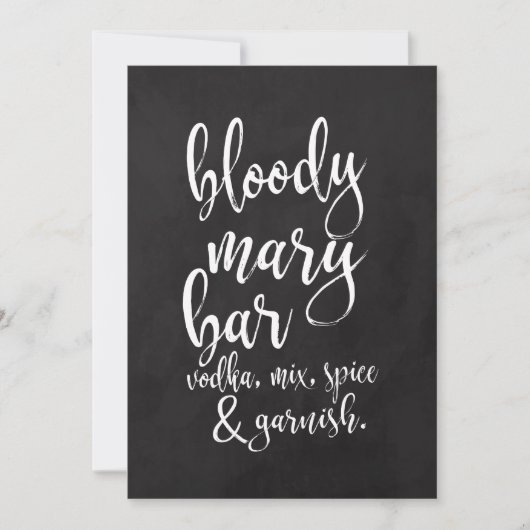 Bloody Mary Bar Affordable Chalkboard Hochzeitszei Einladung (Vorderseite)