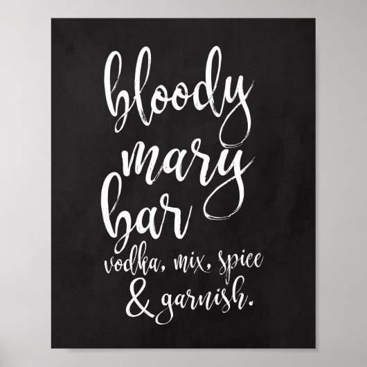 Bloody Mary Bar Chalkboard 8x10 Wedding Sign Poster (Vorne)