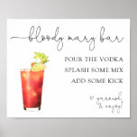 Bloody Mary Bar Drink Sign Poster<br><div class="desc">Bloody Mary Bar sign mit einem einfachen Kalligraphieskript. Ideal für Hochzeiten und Brautparty!</div>