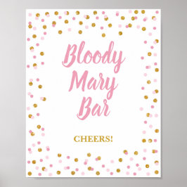 Bloody Mary Bar Party Signieren Pink & Gold Confet Poster
