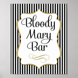 Bloody Mary Bar signieren Schwarzes Gold Poster