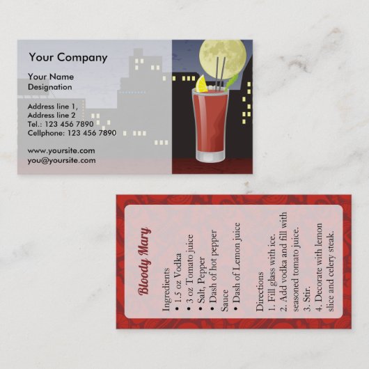 Bloody Mary Business Card Visitenkarte (Vorne/Hinten)