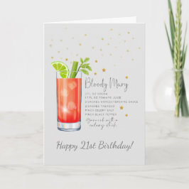 Bloody Mary Cocktail 21. Happy Birthday Card Karte