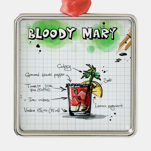 Bloody Mary Cocktail Ornament Aus Metall (Vorne)