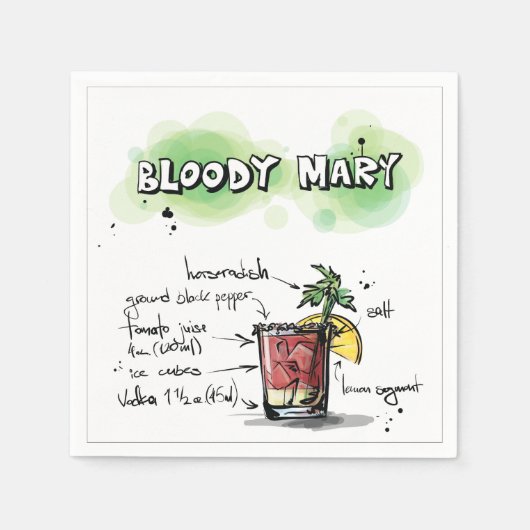 Bloody Mary Drink Rezept Cocktail Napkin Serviette (Vorderseite)