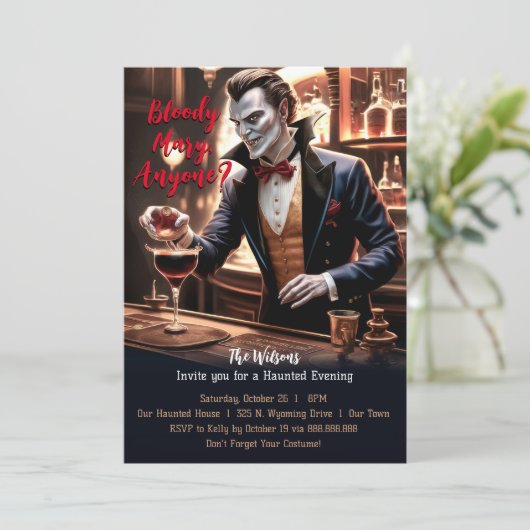 "Bloody Mary Irgendjemand, Vampire Halloween? Einladung (Stehend Vorderseite)