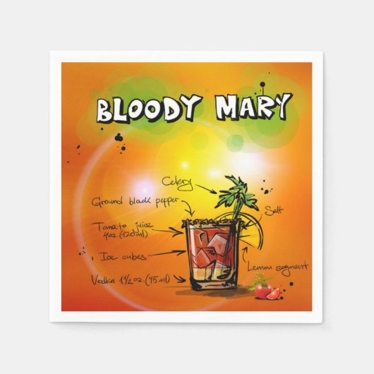 Bloody Mary-Mandarine Hintergrundpapier Napkin Serviette (Vorderseite)