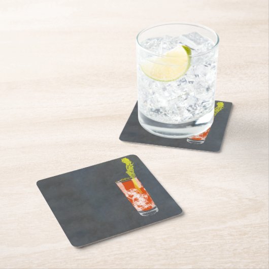 Bloody Mary oder Bloody Caesar Rechteckiger Pappuntersetzer (Vor Ort)