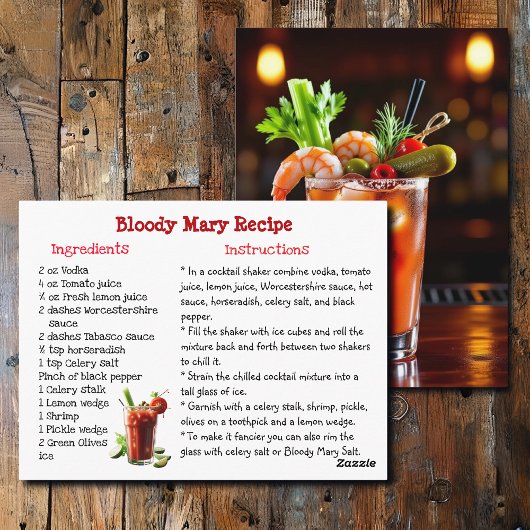 Bloody Mary Recipe Card Postkarte