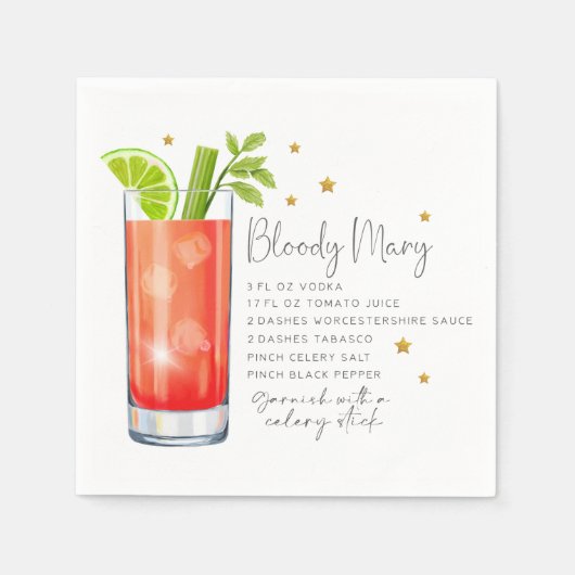 Bloody Mary Recipe Cocktail Serviette (Vorderseite)