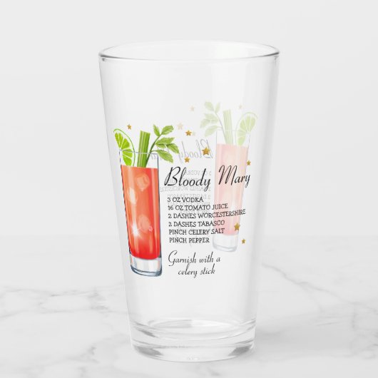 Bloody Mary Recipe Glass (Personalize It) Glas (Rückseite)