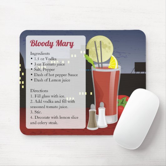 Bloody Mary Recipe Mousepad (Mit Mouse)