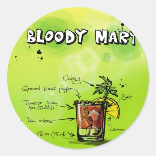 Bloody Mary Recipe Runder Aufkleber (Vorderseite)