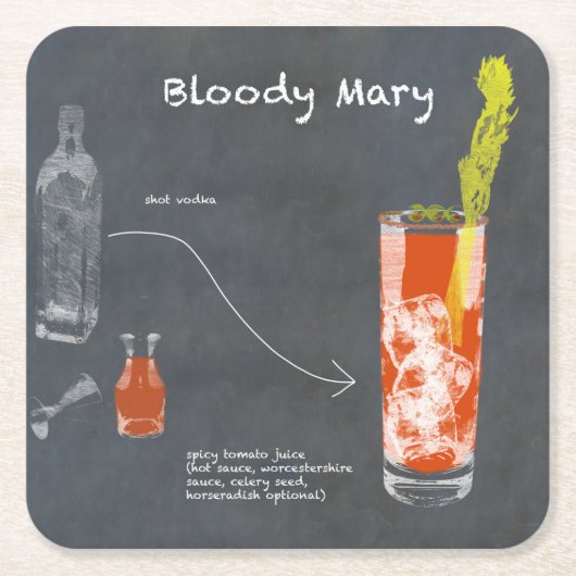 Bloody Mary Rezept Rechteckiger Pappuntersetzer (Vorderseite)