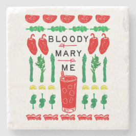 Bloody Mary Stone Drinks Coasters - Linocut Steinuntersetzer
