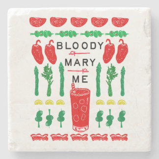 Bloody Mary Stone Drinks Coasters - Linocut Steinuntersetzer