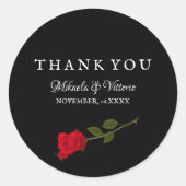 Bloody Rose elegante Black Gothic Hochzeit Danke Runder Aufkleber (Vorderseite)