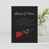 Bloody Rose elegante Black Gothic Hochzeit Einladung (Stehend Vorderseite)