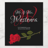 Bloody Rose elegante Black Gothic Hochzeit Weinetikett (Einzelnes Label)