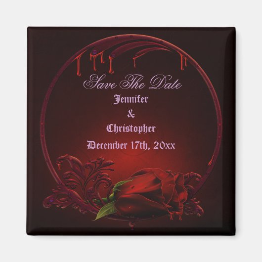 Bloody Rose Frame Save the Date Goth Wedding Magnet (Vorne)