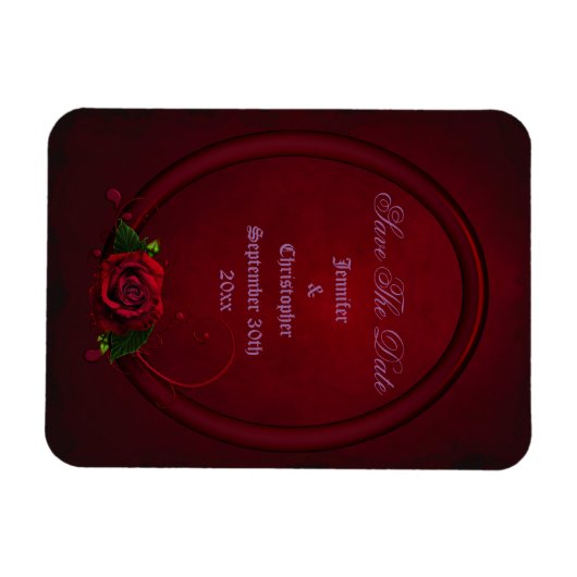 Bloody Rose Frame Save the Date Goth Wedding Magnet (Horizontal)